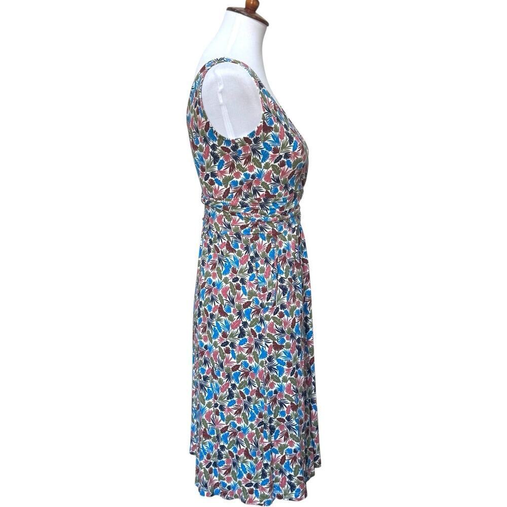 Boden Effie Palm Leaf Print V-Neck Sleeveless Midi Fit & Flare Dress Multi US 4P - Picture 6 of 16